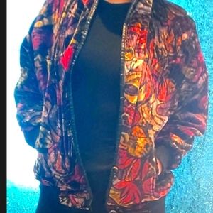 Vintage Floral Velvet Bomber Jacket